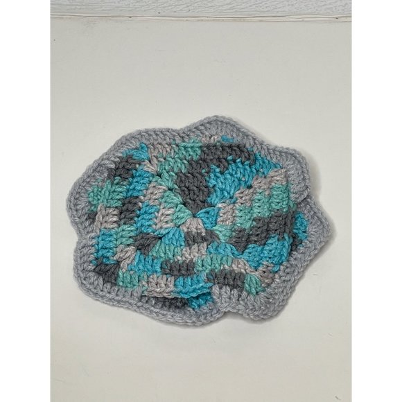 Handmade Crochet Washcloth Dish Washing Scrubbies Knit Gray Blue White - Picture 2 of 3